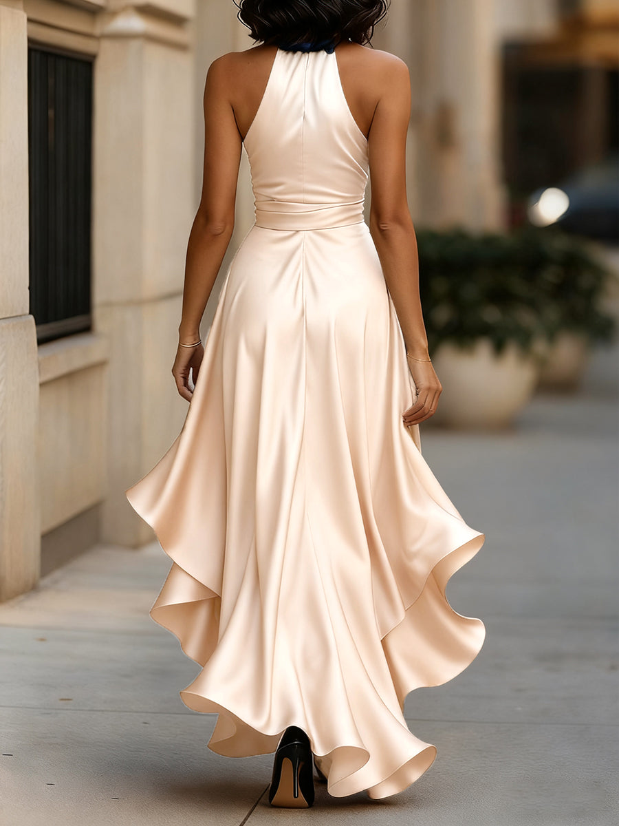 Palmer - Luxe Halter Wrap Maxi Dress