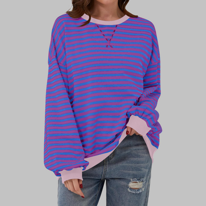 Viveca - Soft-Touch Striped Long-Sleeve Sweatshirt