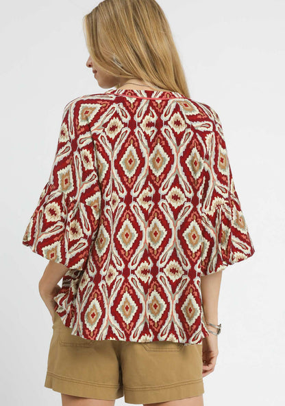 UMGEE Wine Boho Geo Top