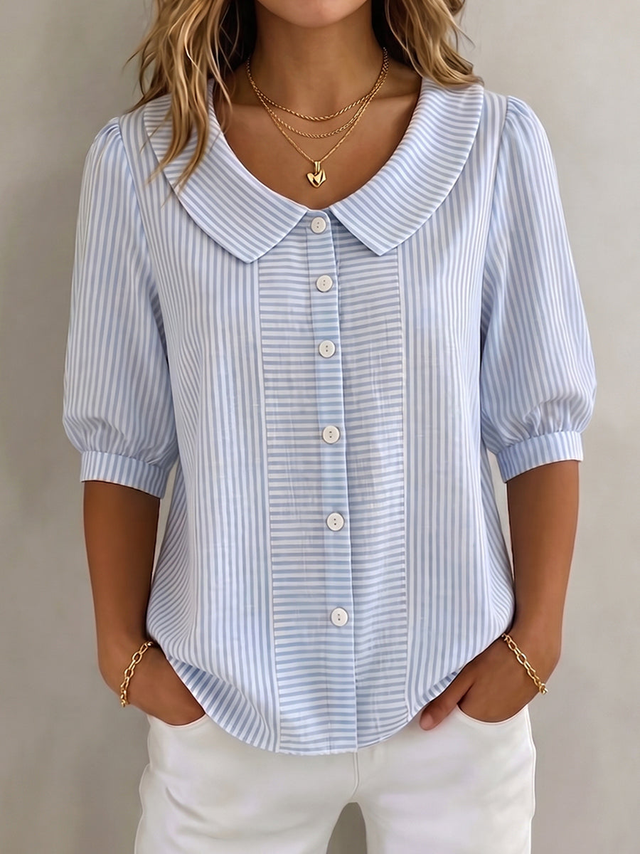 Xandria - Striped Button Blouse