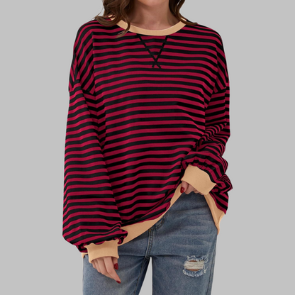 Viveca - Soft-Touch Striped Long-Sleeve Sweatshirt