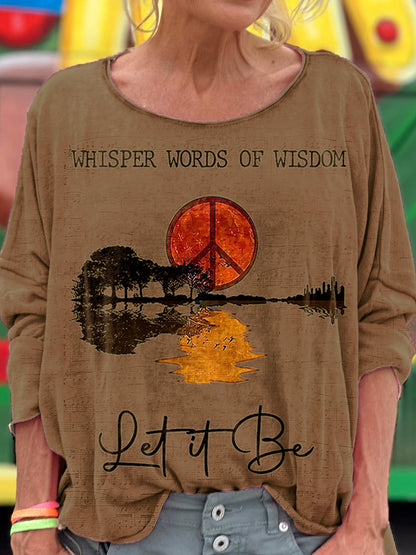 Women's Hippie Whisper Words Of Wisdom Print Casual Long Sleeve T-shirt