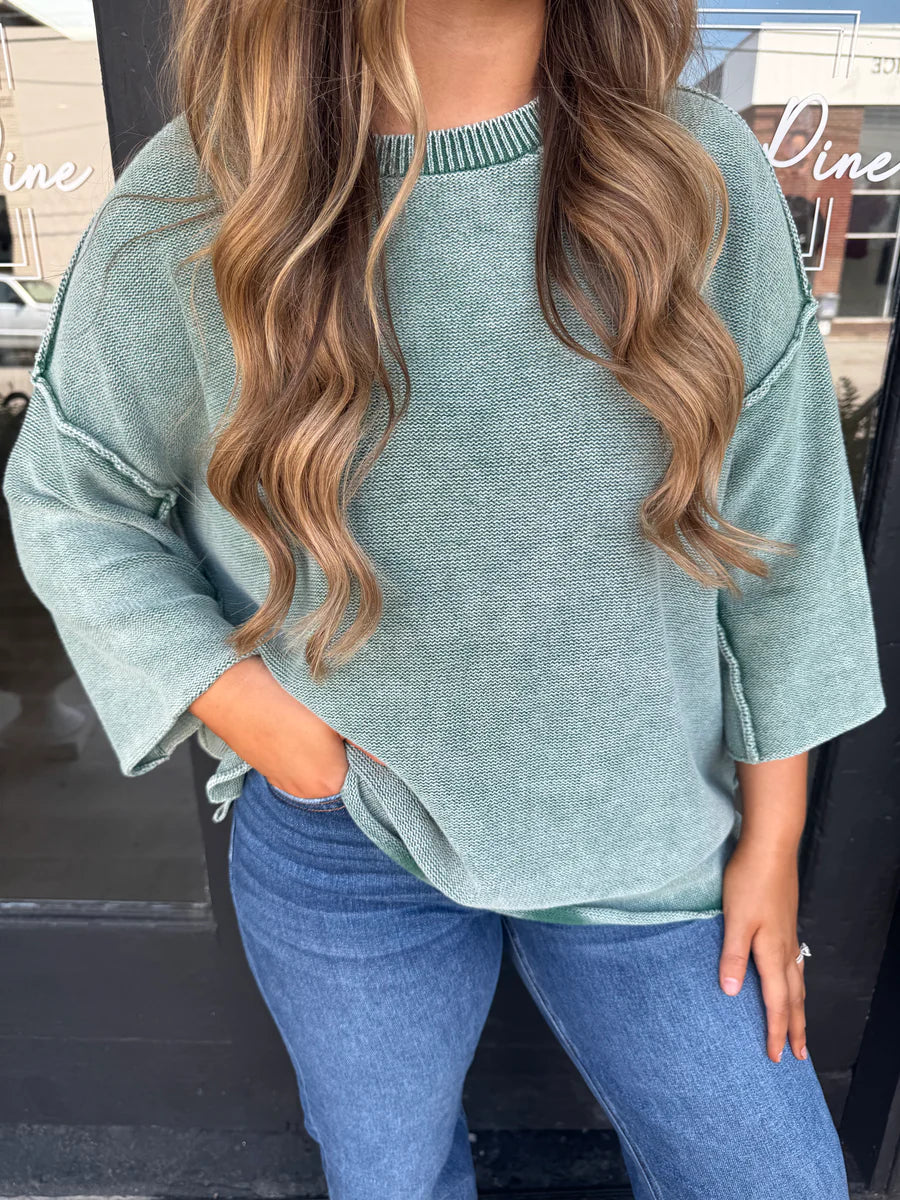 Breezy Knit Top Ash Jade
