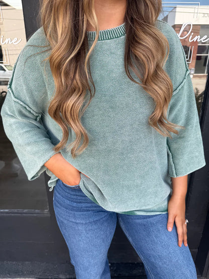 Breezy Knit Top Ash Jade