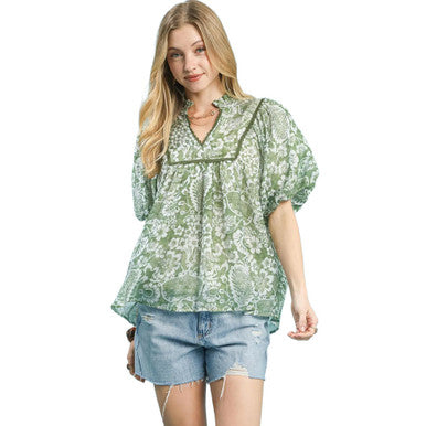 UMGEE Collins Abstract Top Green Mix