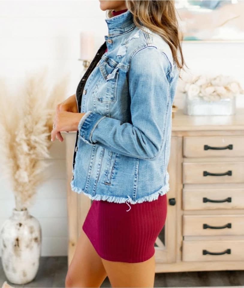 KanCan Distressed Denim Jean Jacket