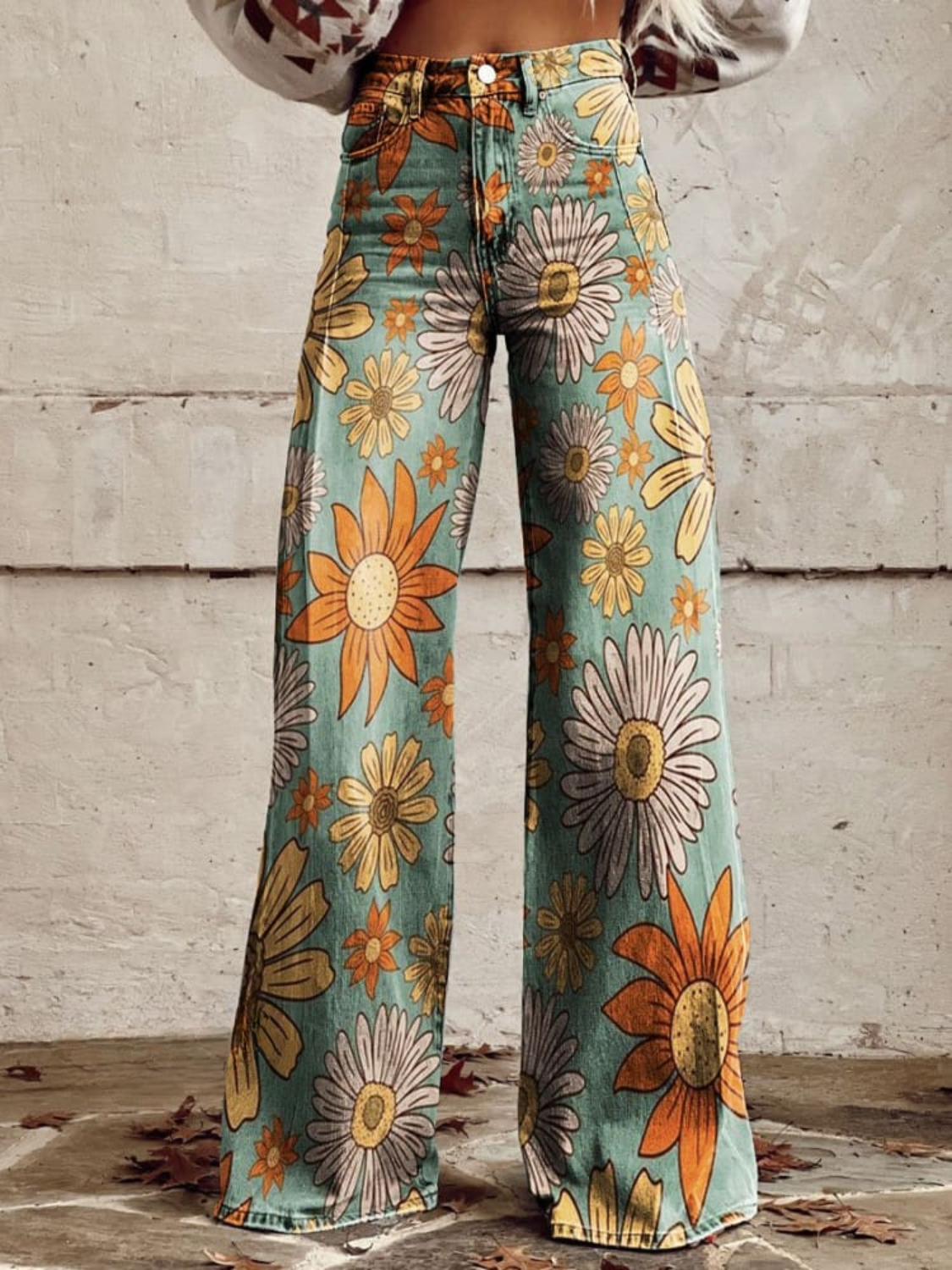 Rhosyn - Soft-Touch Floral Wide-Leg Pants