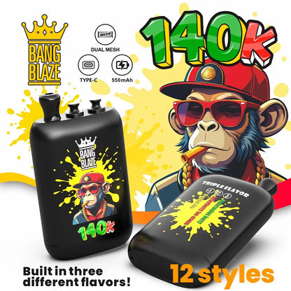 Bang Blaze 140000 140K Puffs 3 in 1 Flavors Original Rechargeable Disposable Vape