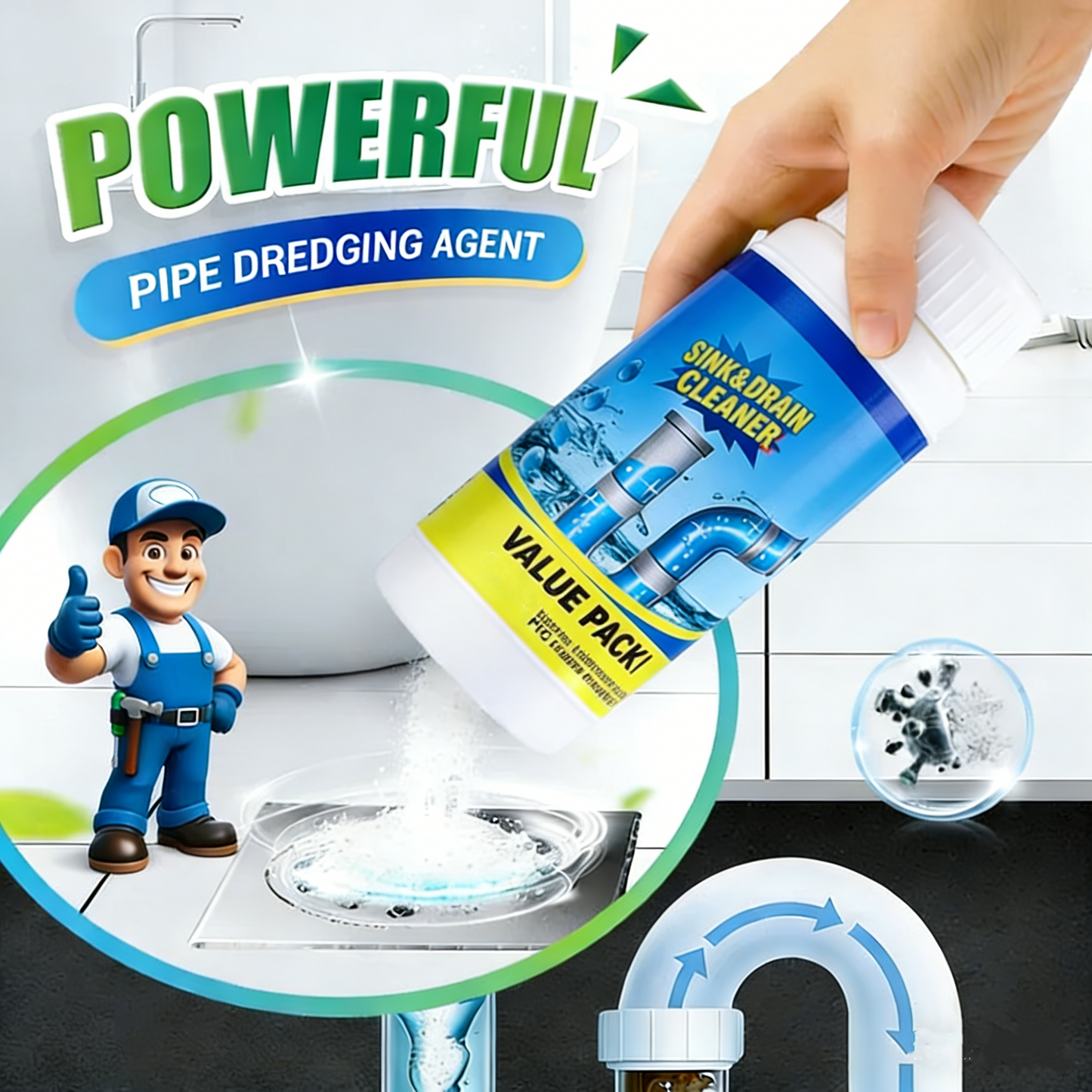 🏖️Summer Cool Deal: 40% OFF!!👍🎉Pipe-Clearing Foaming Powder – Fast-Acting Drain Unclogger & Deodorizer