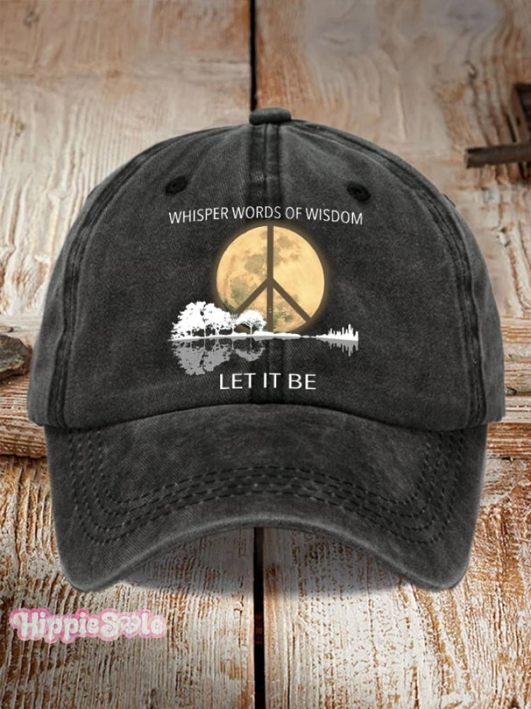 Hippie Guitar Lake Whisper Words Of Wisdom Let It Be Print Baseball Cap