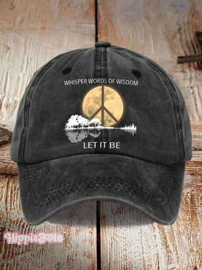 Hippie Guitar Lake Whisper Words Of Wisdom Let It Be Print Baseball Cap