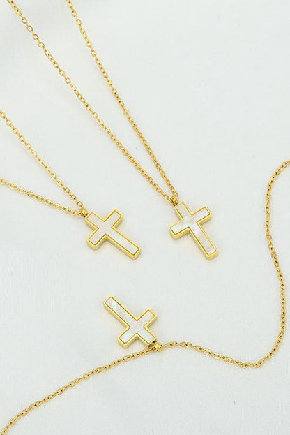 18K Gold Plated S.S. Cross Necklace