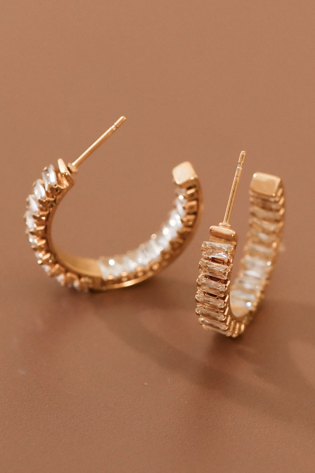 18K Gold Plated S.S. Crystal Hoop Earring
