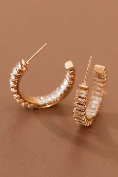 18K Gold Plated S.S. Crystal Hoop Earring