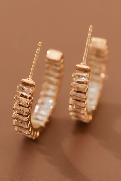 18K Gold Plated S.S. Crystal Hoop Earring