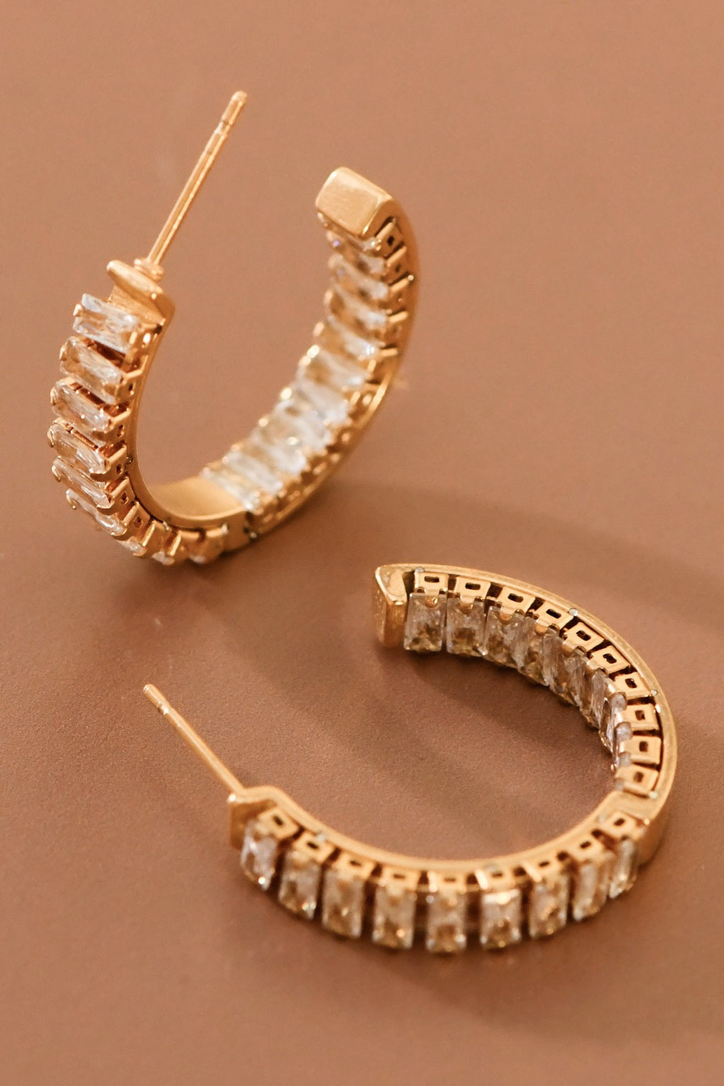 18K Gold Plated S.S. Crystal Hoop Earring