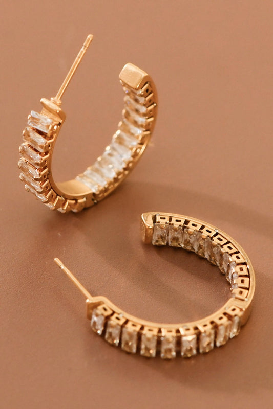 18K Gold Plated S.S. Crystal Hoop Earring