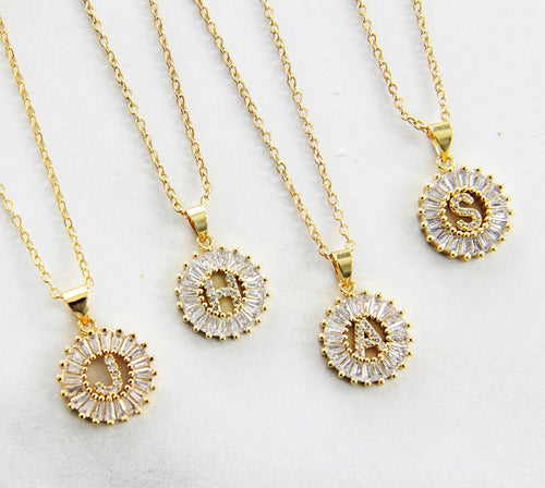 18K Gold Plated S.S. Initial Pendant Necklace