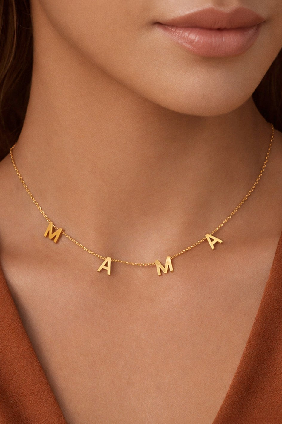 18K Gold Plated S.S. MAMA Necklace