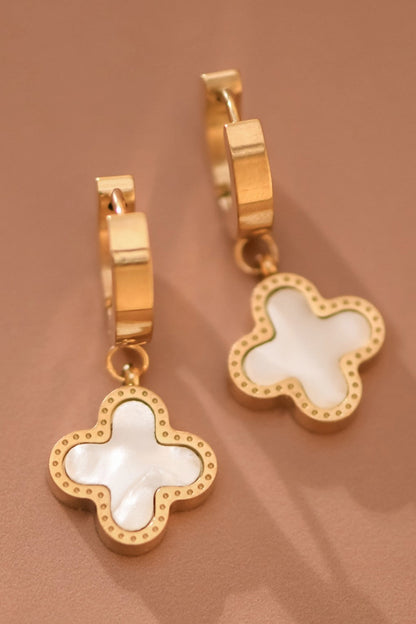 18K Gold Plated S.S. Pearl Clover Drop Earring