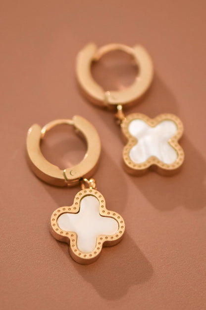 18K Gold Plated S.S. Pearl Clover Drop Earring