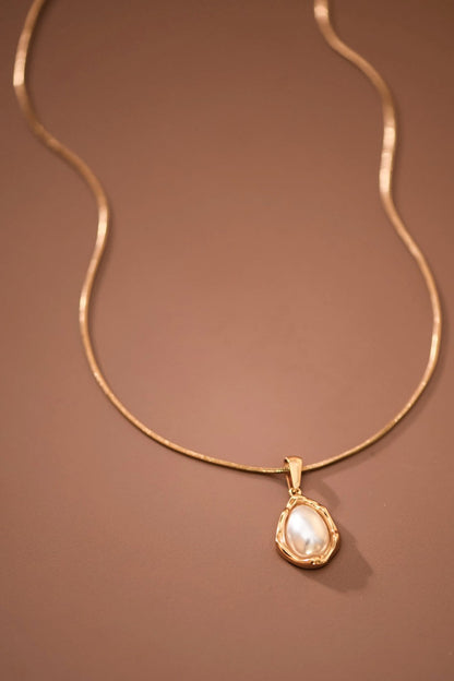 18K Gold Plated S.S. Pearl Pendant Necklace