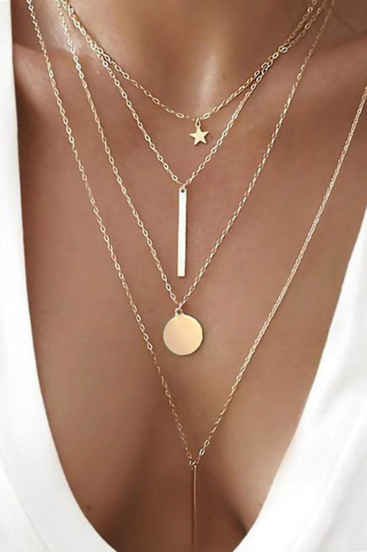 18K Gold Plated S.S. Pendant Layered Necklace