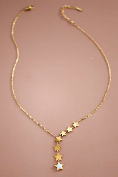 18K Gold Plated S.S. Star Lariat Necklace
