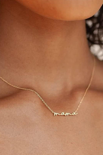 18K Gold Plated S.S. Mama Script Necklace