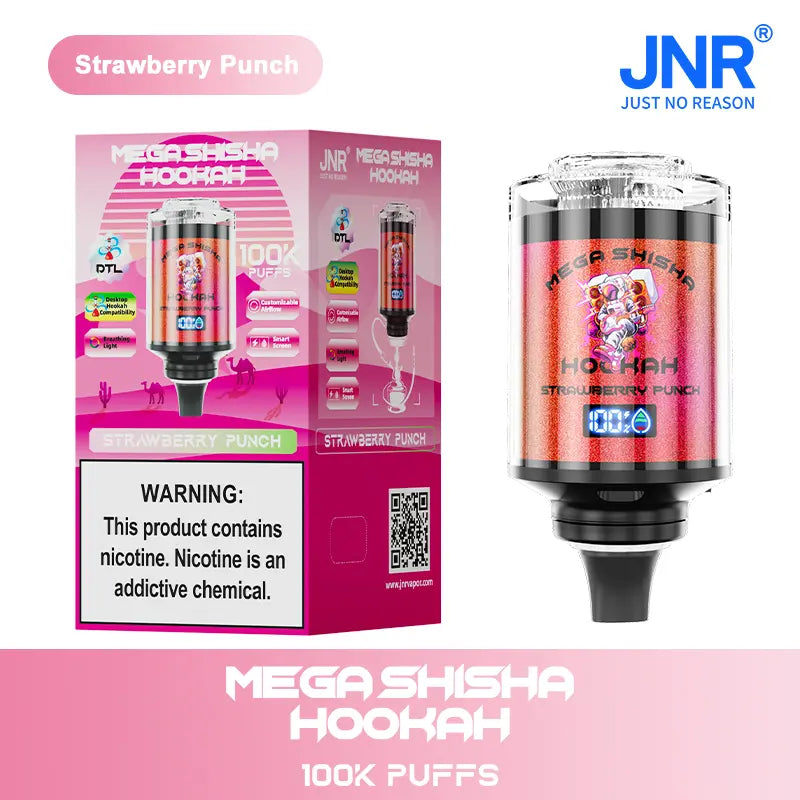 JNR Mega Shisha Hookah 100000 100K Puffs Large Capacity LED Display Disposable Vape