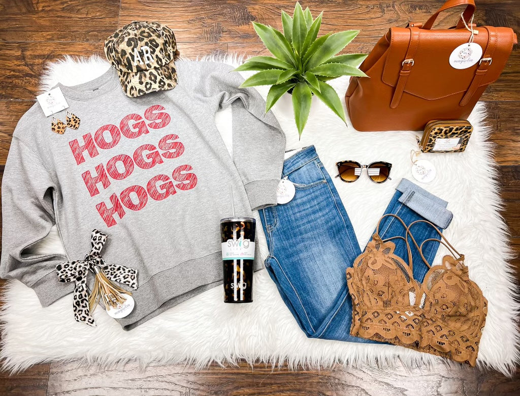 Hogs Hogs Hogs Cozy Sweatshirt Ash Grey