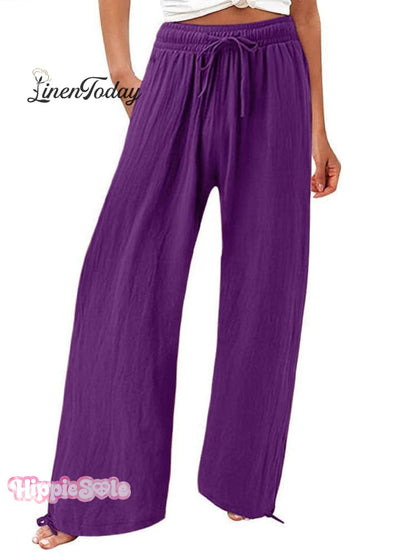 Women's Cotton And Linen Wide Leg Casual Pants