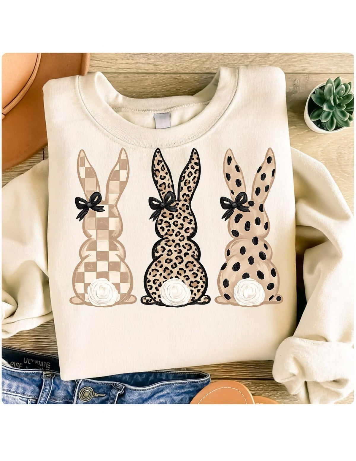 Cozy Neutral Tone Bunny Sweatshirt