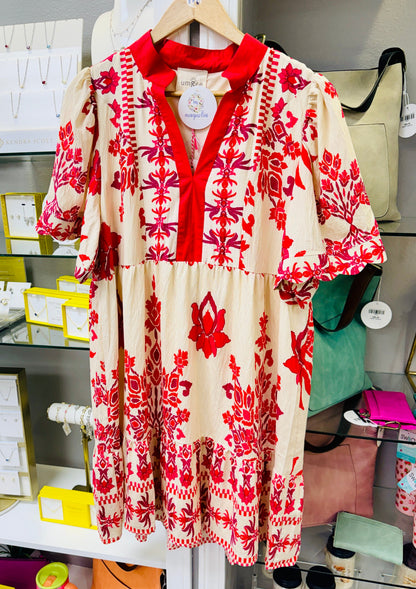 UMGEE Raspberry Floral Print Dress