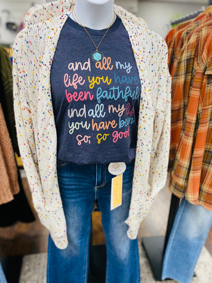 Ivory Cream Confetti Confetti Cardigan