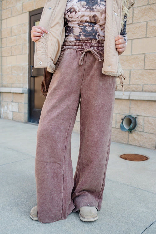 Mineral Wash Full Length Lounge Pant Rose