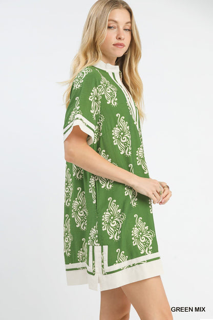 UMGEE Savannah Two Tone Dress Green Mix