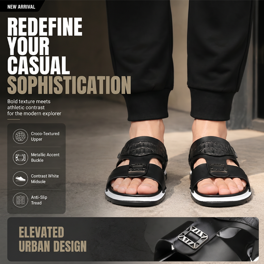 📢📢50% OFF !! ⏰Men's Faux Leather Slip-On Sandals