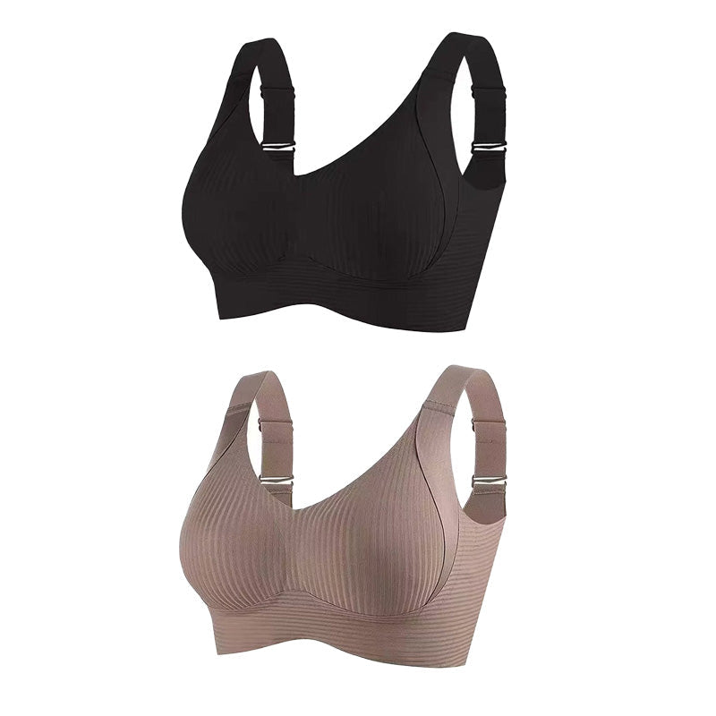 🌷 50% OFF – LIMITED TIME! 💕Subtle Striped Seamless Bra with W-Support ✨ Wire-Free Lift & Unmatched Comfort
