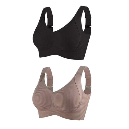 🌷 50% OFF – LIMITED TIME! 💕Subtle Striped Seamless Bra with W-Support ✨ Wire-Free Lift & Unmatched Comfort
