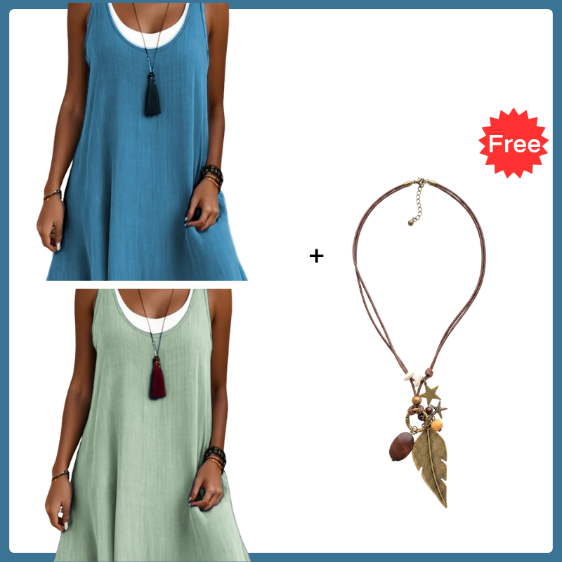 ⏰2026 Summer Hot Sale 50% OFF💃Women's Casual Loose Sleeveless Fake Two Piece Tank Dress