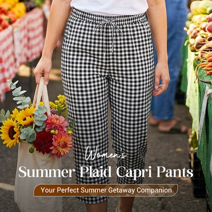 🔥 50% OFF TODAY! 👖 Women's Summer Plaid Capri Pants ✨ Lightweight, Breathable & Effortlessly Stylish