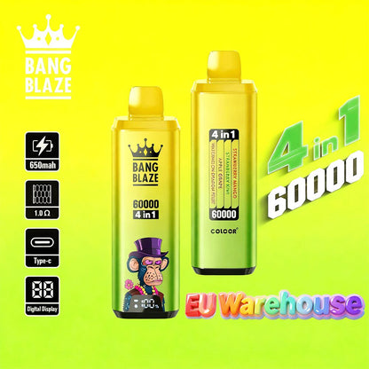 Bang Blaze 60000 60k Puffs 4 in 1 Flavors LED Display Disposable Vape EU Warehouse