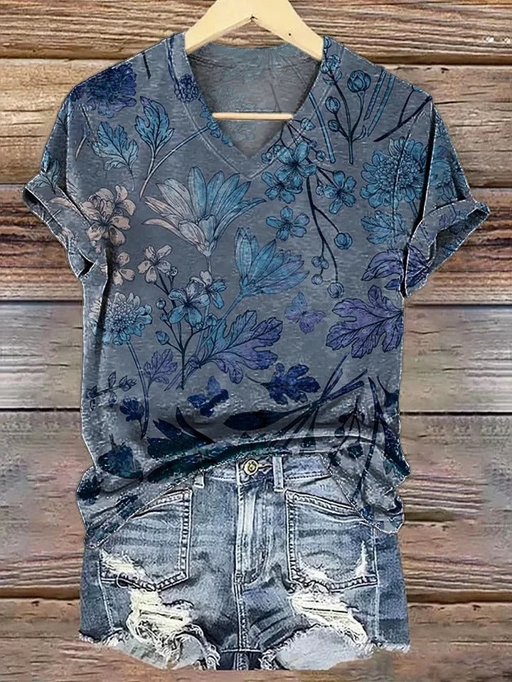 Women's Vintage Ethnic Floral Art Print Sleeveless Cotton Shirt