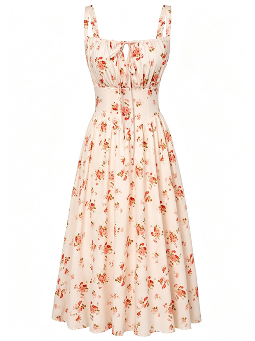 🌸 HOT SELLER | 50% OFF Women's Floral Corset Midi Dress – Summer Vacation Milkmaid Sundress
