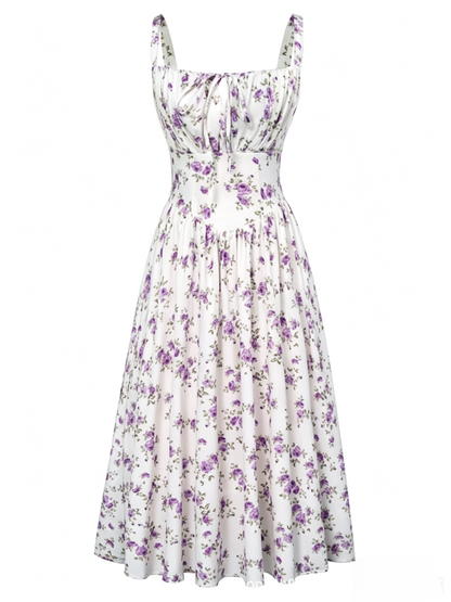 🌸 HOT SELLER | 50% OFF Women's Floral Corset Midi Dress – Summer Vacation Milkmaid Sundress