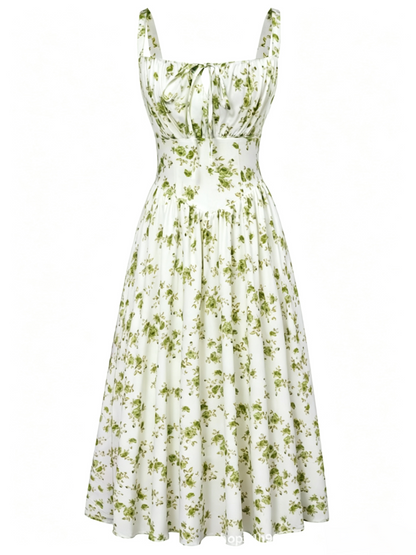 🌸 HOT SELLER | 50% OFF Women's Floral Corset Midi Dress – Summer Vacation Milkmaid Sundress