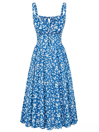 🌸 HOT SELLER | 50% OFF Women's Floral Corset Midi Dress – Summer Vacation Milkmaid Sundress