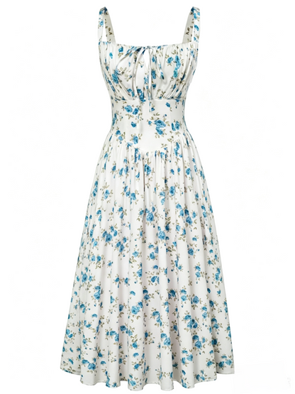 🌸 HOT SELLER | 50% OFF Women's Floral Corset Midi Dress – Summer Vacation Milkmaid Sundress