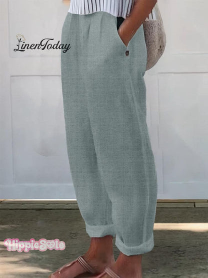 Women's Printed Cotton And Linen Casual Pants